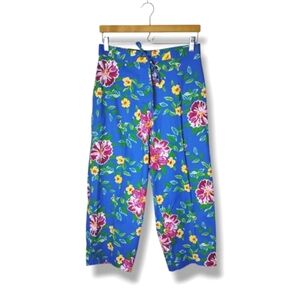 Vintage Carina Tropical Floral Capri Pants L | Bright Vacation Cruise